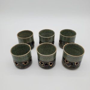 6 Somayaki Soma Ware Green Double Walled Tea Cup